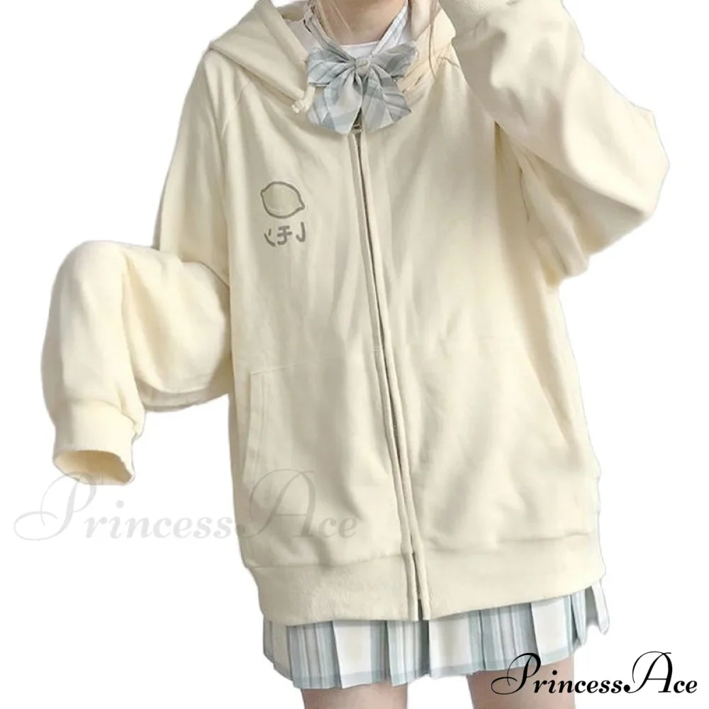 Plus Hoodie Design Women Fruit Sweatshirt Harajuku Loose Thin Zipper Sweet Pink Pocket Cute Size Spring Clothes image 3