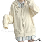 Plus Hoodie Design Women Fruit Sweatshirt Harajuku Loose Thin Zipper Sweet Pink Pocket Cute Size Spring Clothes image 3