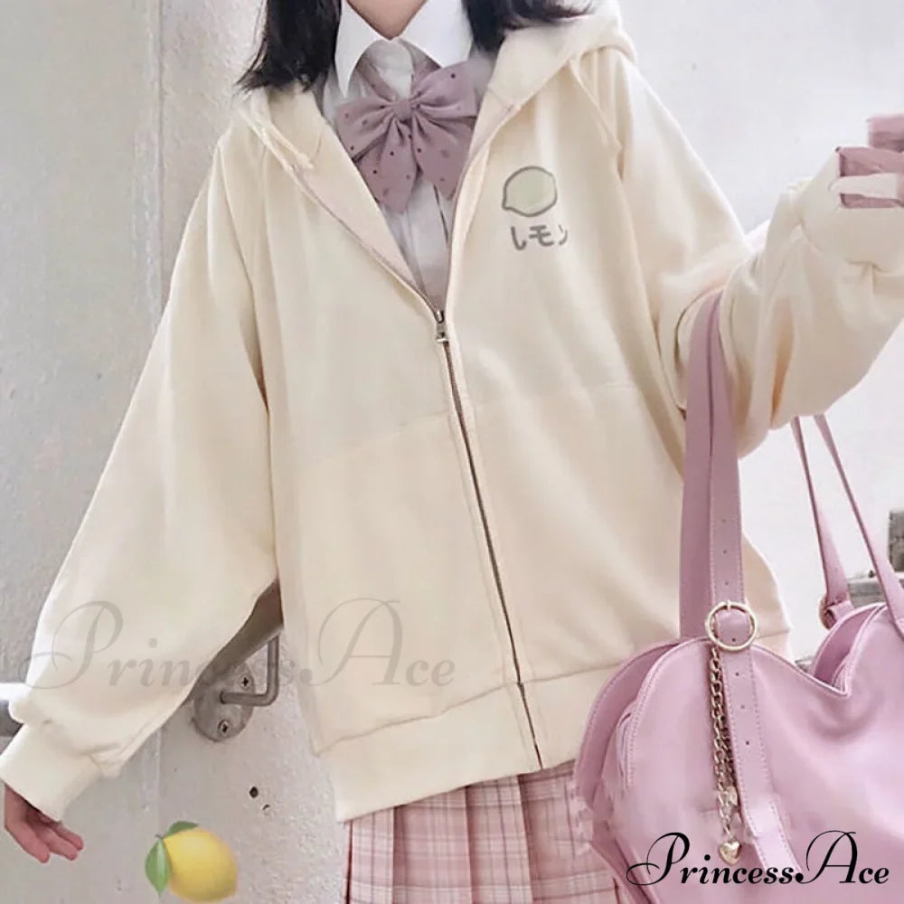 Plus Hoodie Design Women Fruit Sweatshirt Harajuku Loose Thin Zipper Sweet Pink Pocket Cute Size Spring Clothes image 4