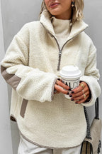 Plush Fleece Stand Collar Loose Sweatshirt image 1