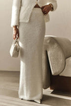 Plush Long Sleeve Single Breasted Open Front Two Piece Set image 6