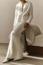 Plush Long Sleeve Single Breasted Open Front Two Piece Set image 2