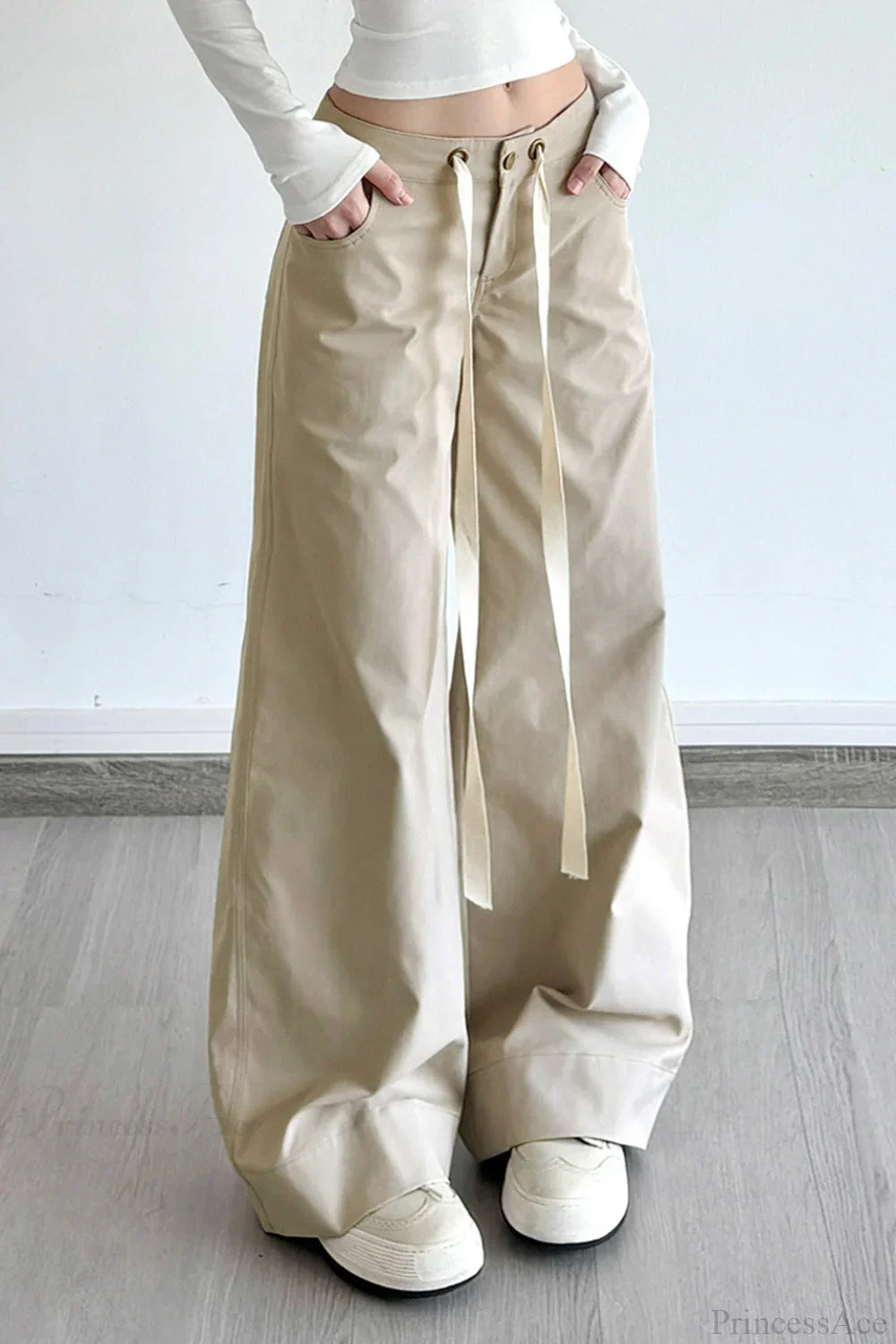 Pocket Patchwork Loose Wide Leg Cargo Pants image 3