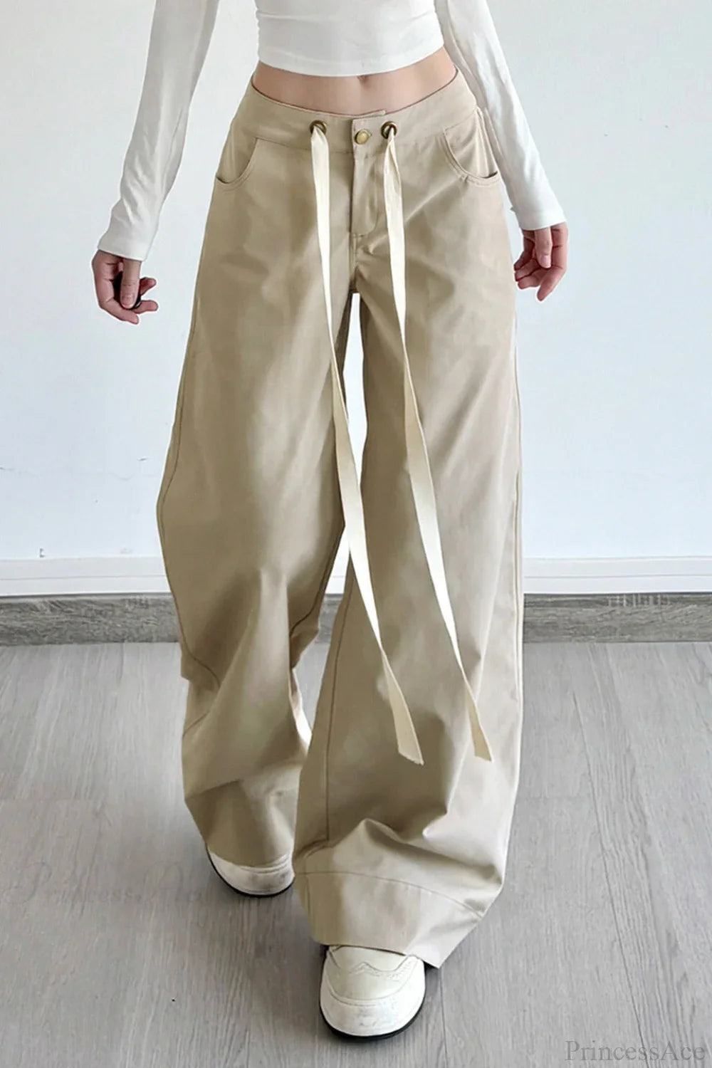 Pocket Patchwork Loose Wide Leg Cargo Pants image 1
