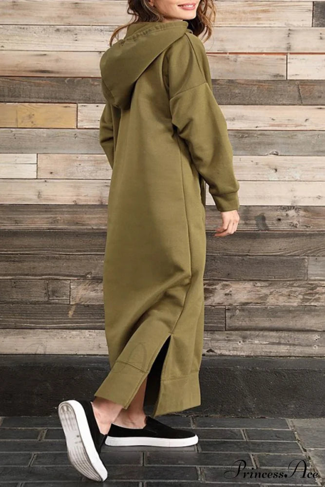 Pocketed Slit Hem Hoodie Dress image 20