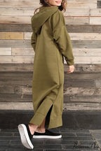 Pocketed Slit Hem Hoodie Dress image 20