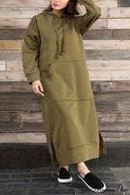 Pocketed Slit Hem Hoodie Dress image 19