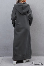 Pocketed Slit Hem Hoodie Dress image 6