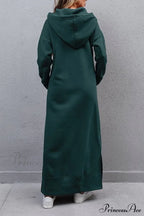 Pocketed Slit Hem Hoodie Dress image 22