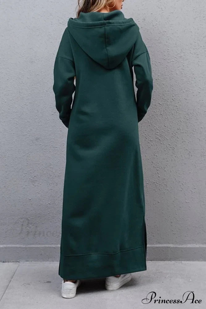 Pocketed Slit Hem Hoodie Dress image 22