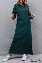 Pocketed Slit Hem Hoodie Dress image 21