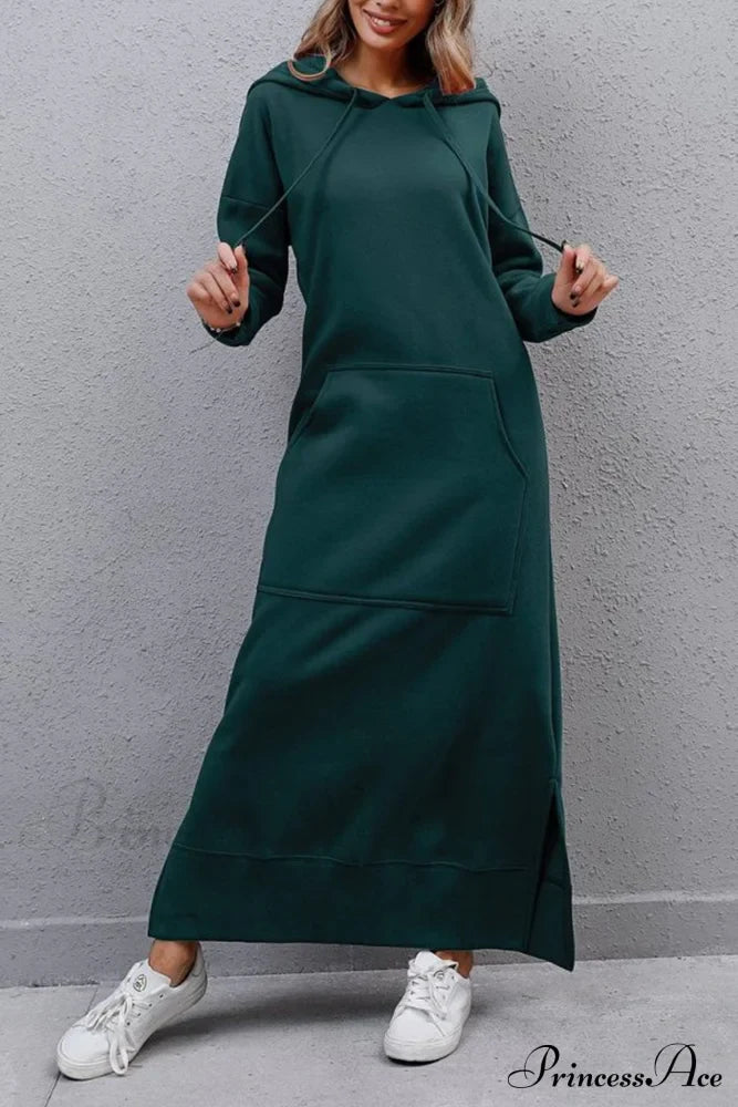 Pocketed Slit Hem Hoodie Dress image 21