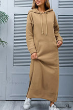 Pocketed Slit Hem Hoodie Dress image 14