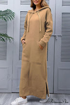 Pocketed Slit Hem Hoodie Dress image 15
