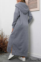 Pocketed Slit Hem Hoodie Dress image 8