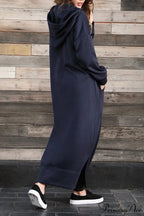 Pocketed Slit Hem Hoodie Dress image 24