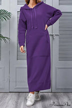 Pocketed Slit Hem Hoodie Dress image 11