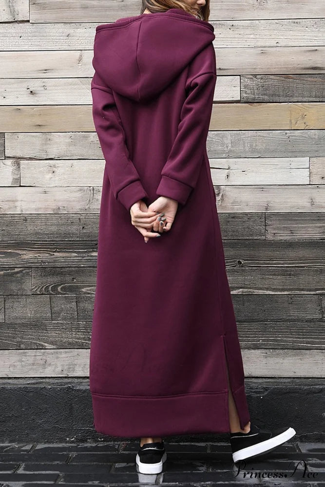 Pocketed Slit Hem Hoodie Dress image 3