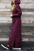 Pocketed Slit Hem Hoodie Dress image 2