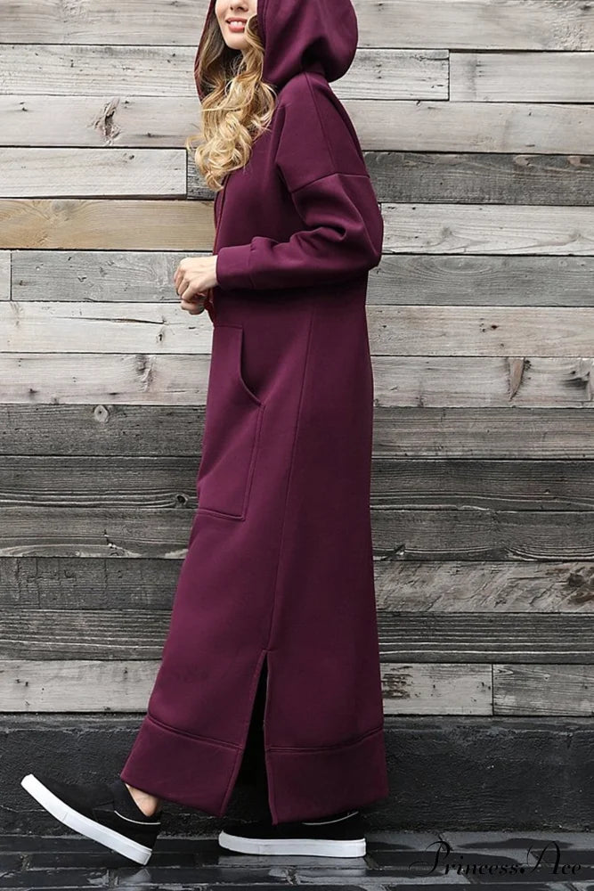 Pocketed Slit Hem Hoodie Dress image 2