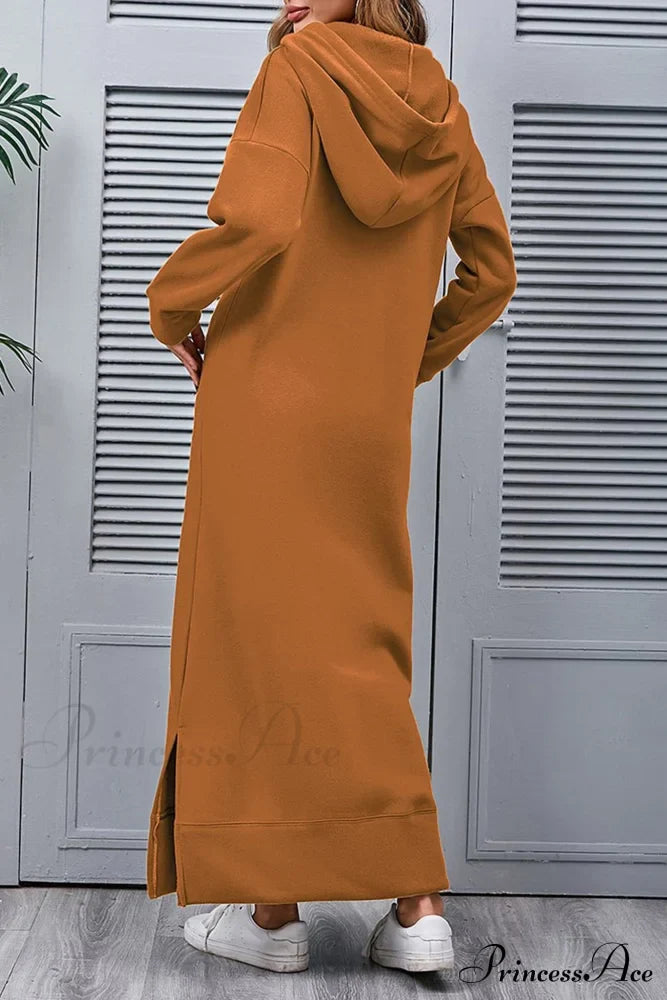Pocketed Slit Hem Hoodie Dress image 18