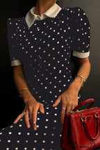 Polka Dot A Line Color Block Ruched Waist Maxi Dress image 4