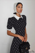 Polka Dot A Line Color Block Ruched Waist Maxi Dress image 1