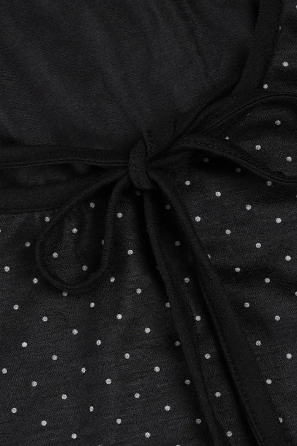 Polka Dot Bow Front Ruffle Fitted Long Sleeve Tee image 6