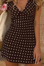 Polka Dot Color-Block V-Neck Bodycon Mini Dress image 2