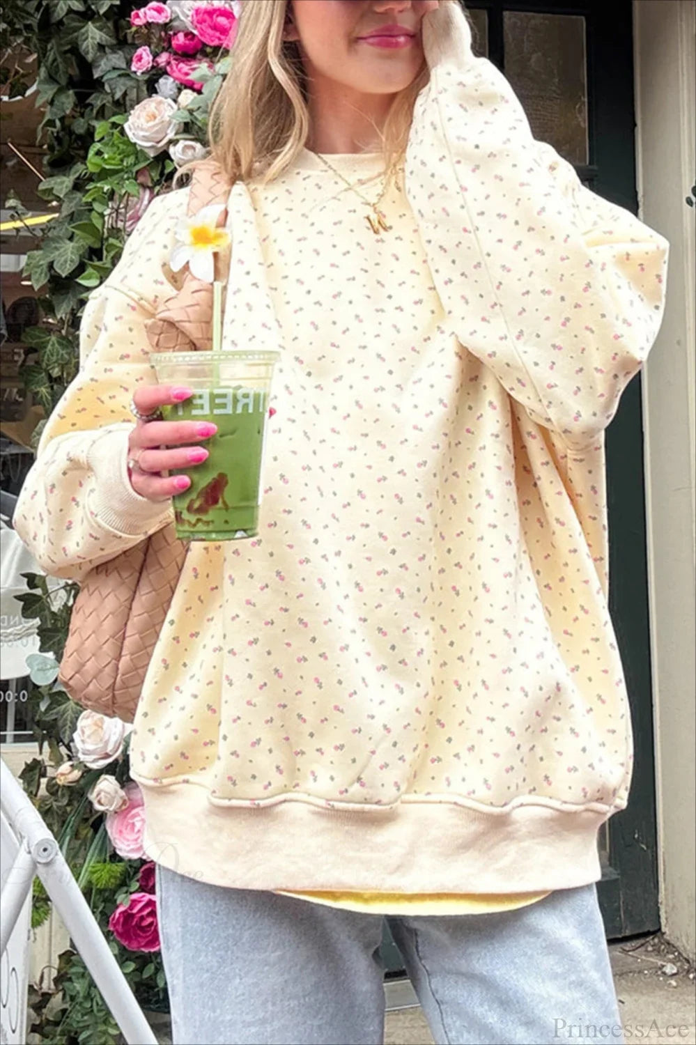 Polka Dot Cute Crew Neck Pull-On Sweatshirt image 4