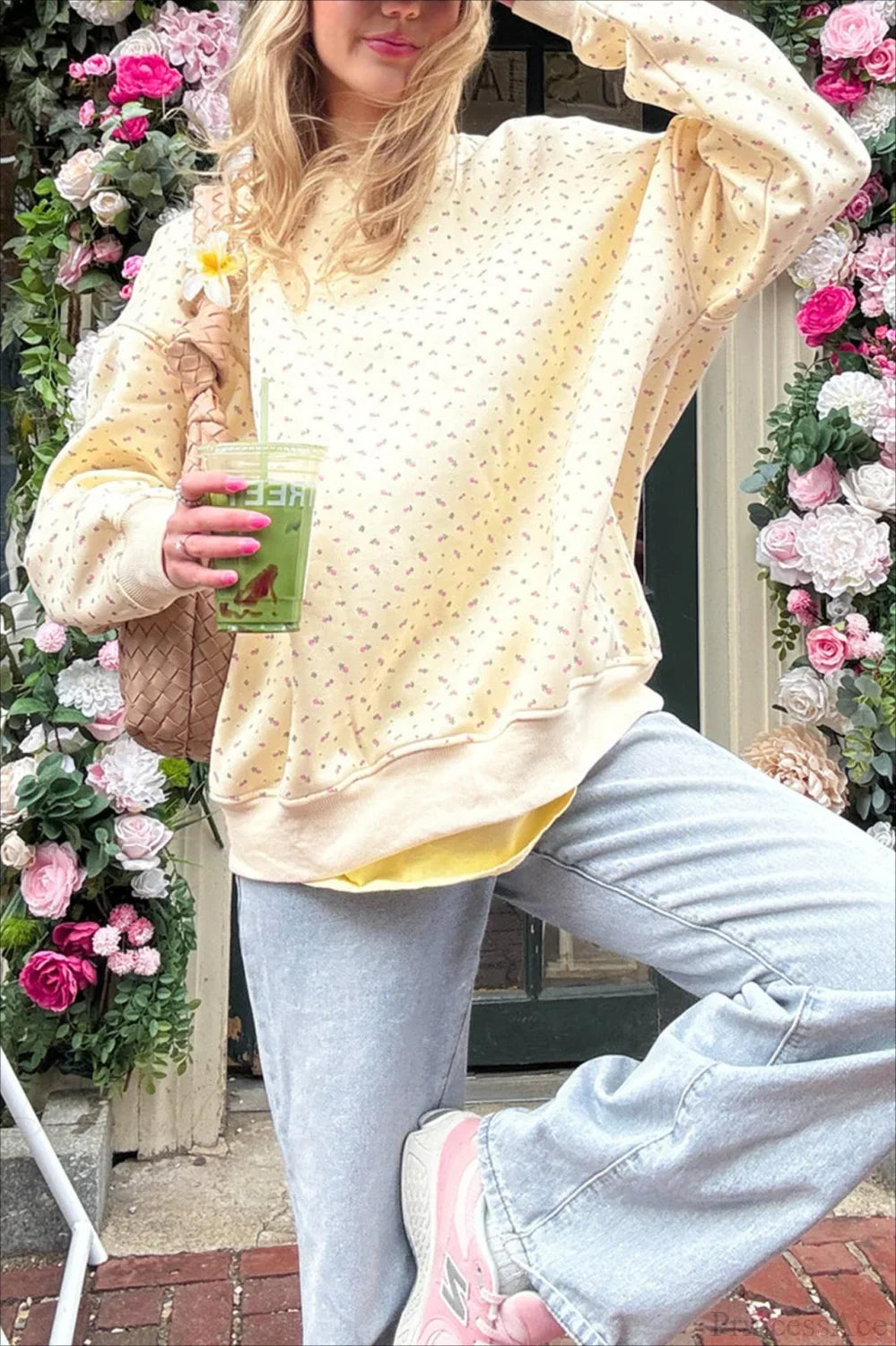 Polka Dot Cute Crew Neck Pull-On Sweatshirt image 3