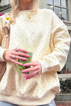 Polka Dot Cute Crew Neck Pull-On Sweatshirt image 1