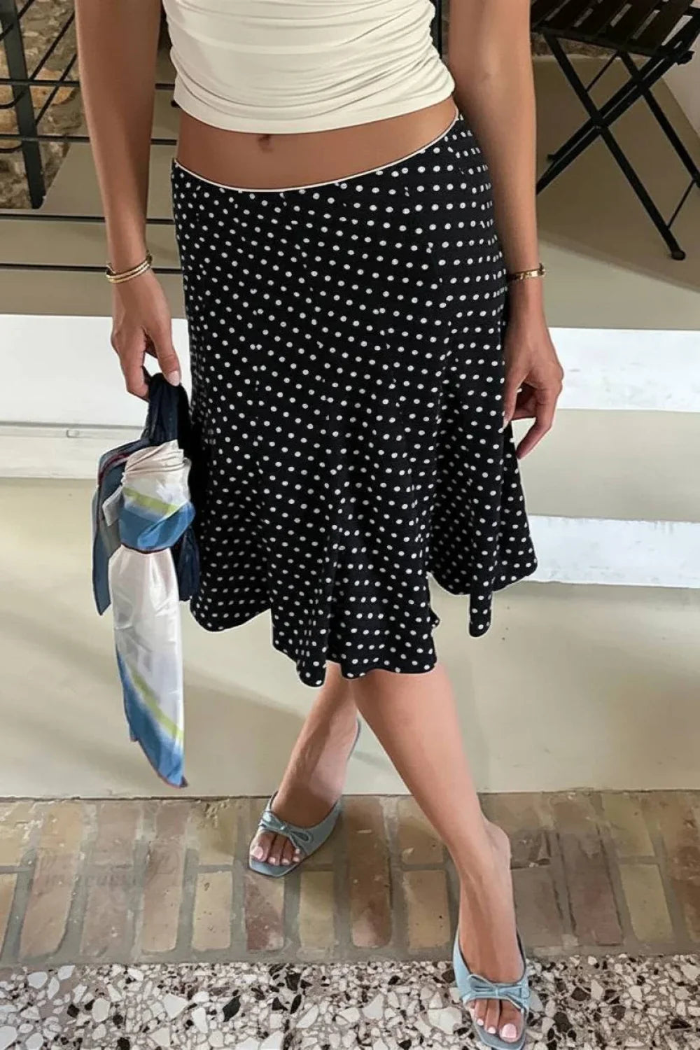 Polka Dot Fishtail Midi Skirt image 1