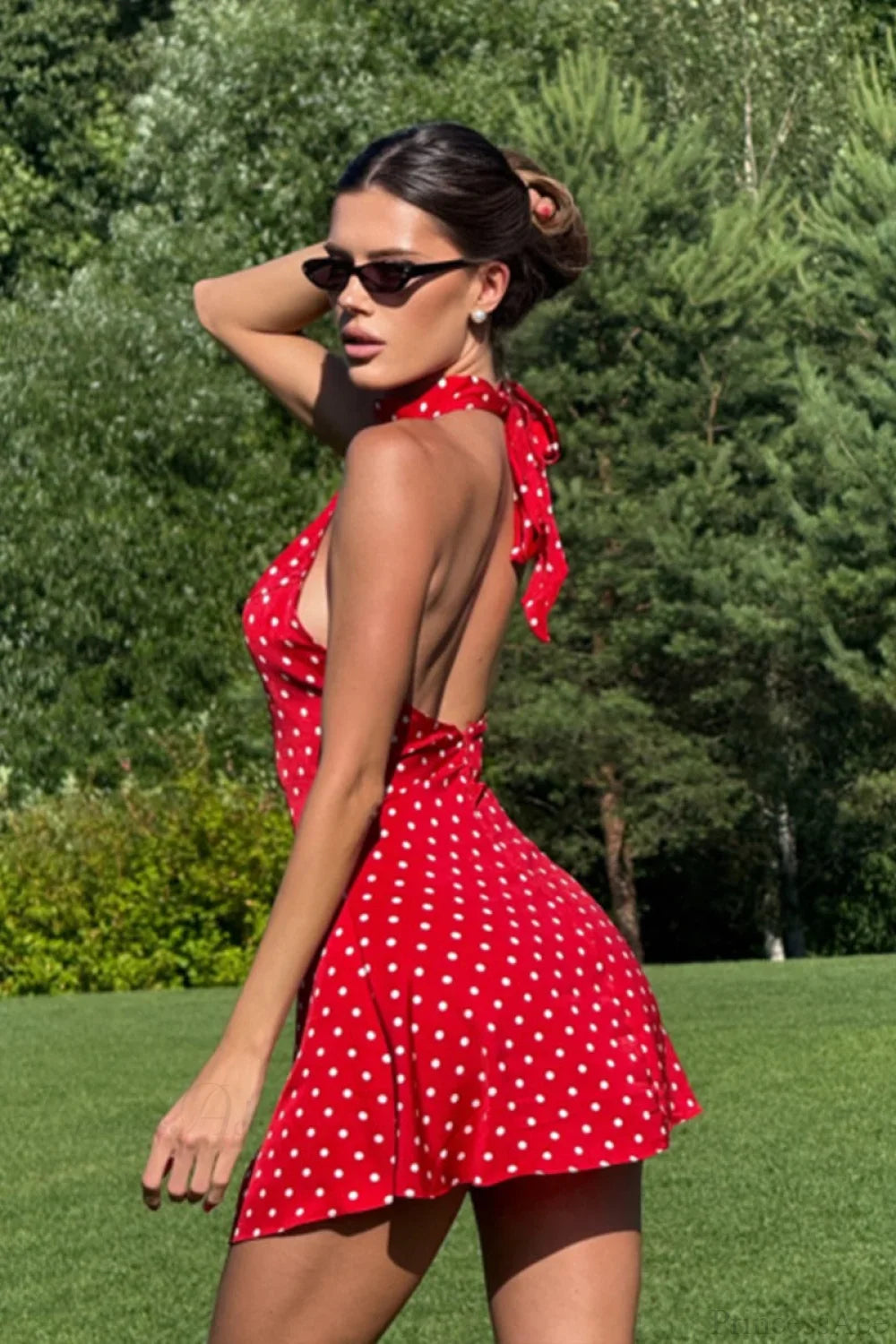 Polka Dot Fit-and-Flare Sleeveless Mini Dress image 2