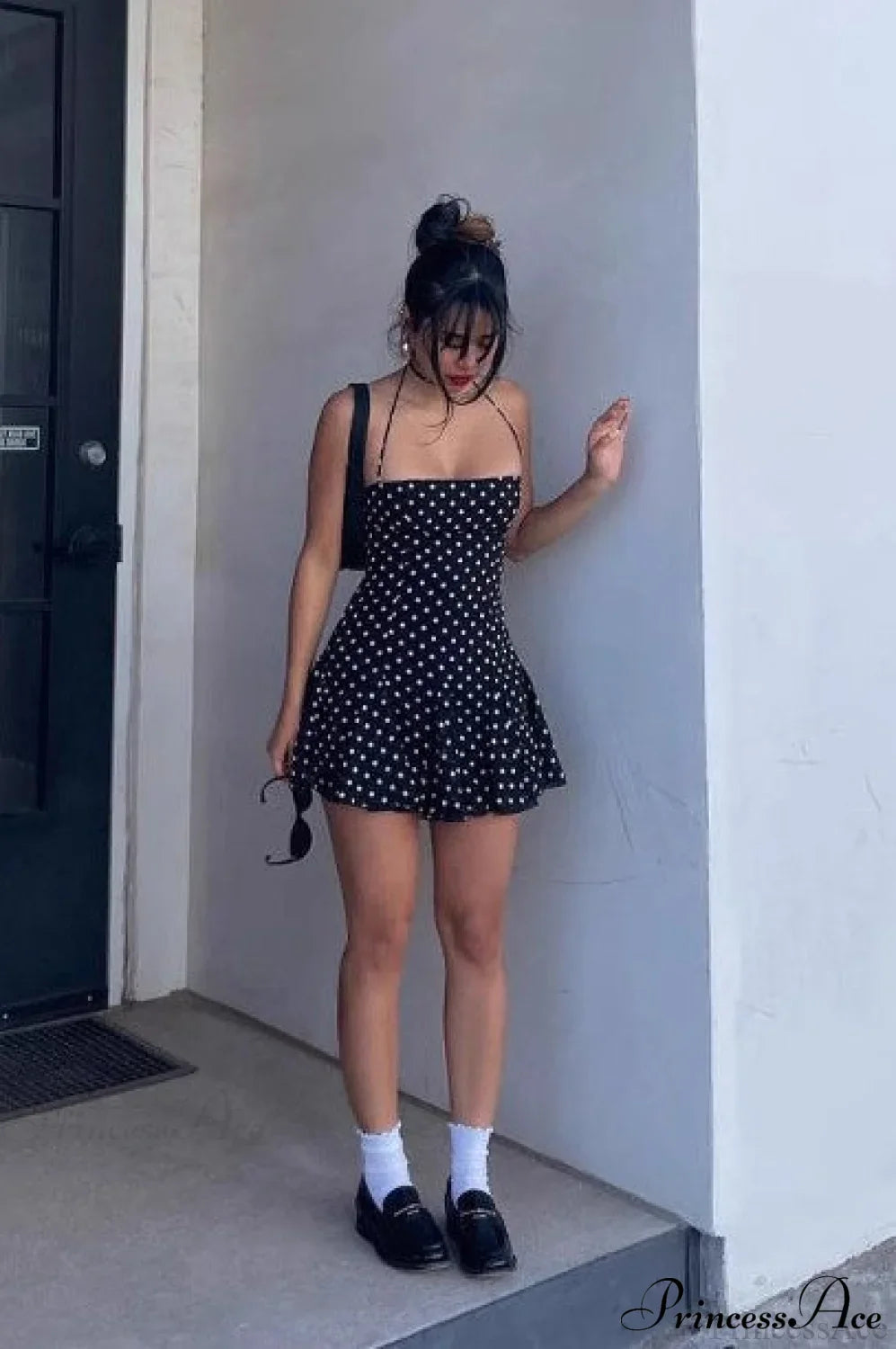 Polka Dot Halter Neck Backless Bodycon Mini Dress image 5