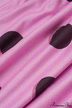 Polka Dot Halter V-Neck Color Block Bodycon Maxi Dress image 4