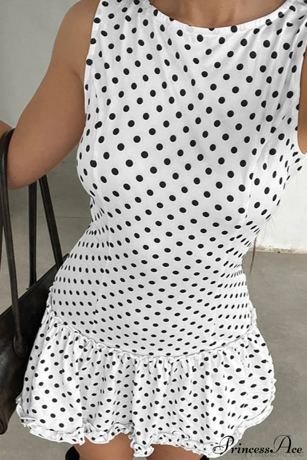 Polka Dot Lace-Trim Bodycon Mini Dress image 3