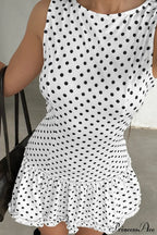 Polka Dot Lace-Trim Bodycon Mini Dress image 3