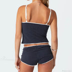 Polka Dot Lace Trim Camisole Micro Shorts Vintage Lounge Two Pieces Set image 5