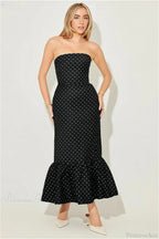 Polka Dot Off Shoulder Strapless Maxi Dress image 4