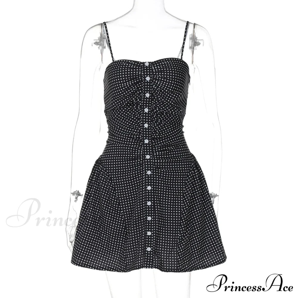 Polka Dot Print Open Graceful Back Spaghetti Strap Mini Dress image 9