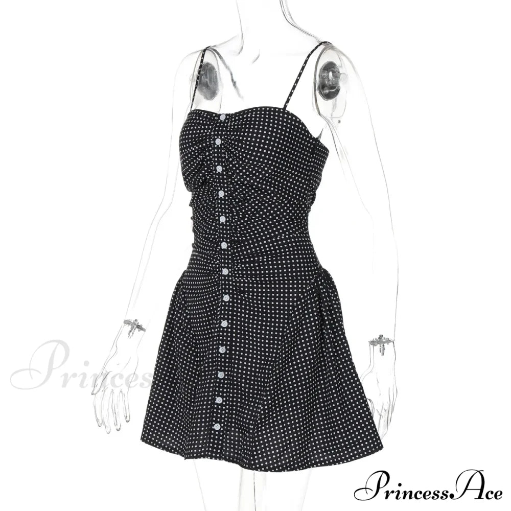 Polka Dot Print Open Graceful Back Spaghetti Strap Mini Dress image 10