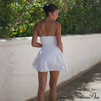 Polka Dot Print Open Graceful Back Spaghetti Strap Mini Dress image 6