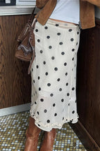 Polka Dot Satin High Waist A-Line Skirt image 2