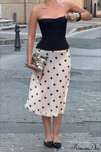 Polka Dot Satin High Waist A-Line Skirt image 3