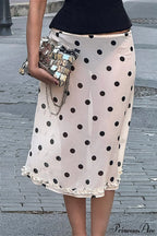 Polka Dot Satin High Waist A-Line Skirt image 1