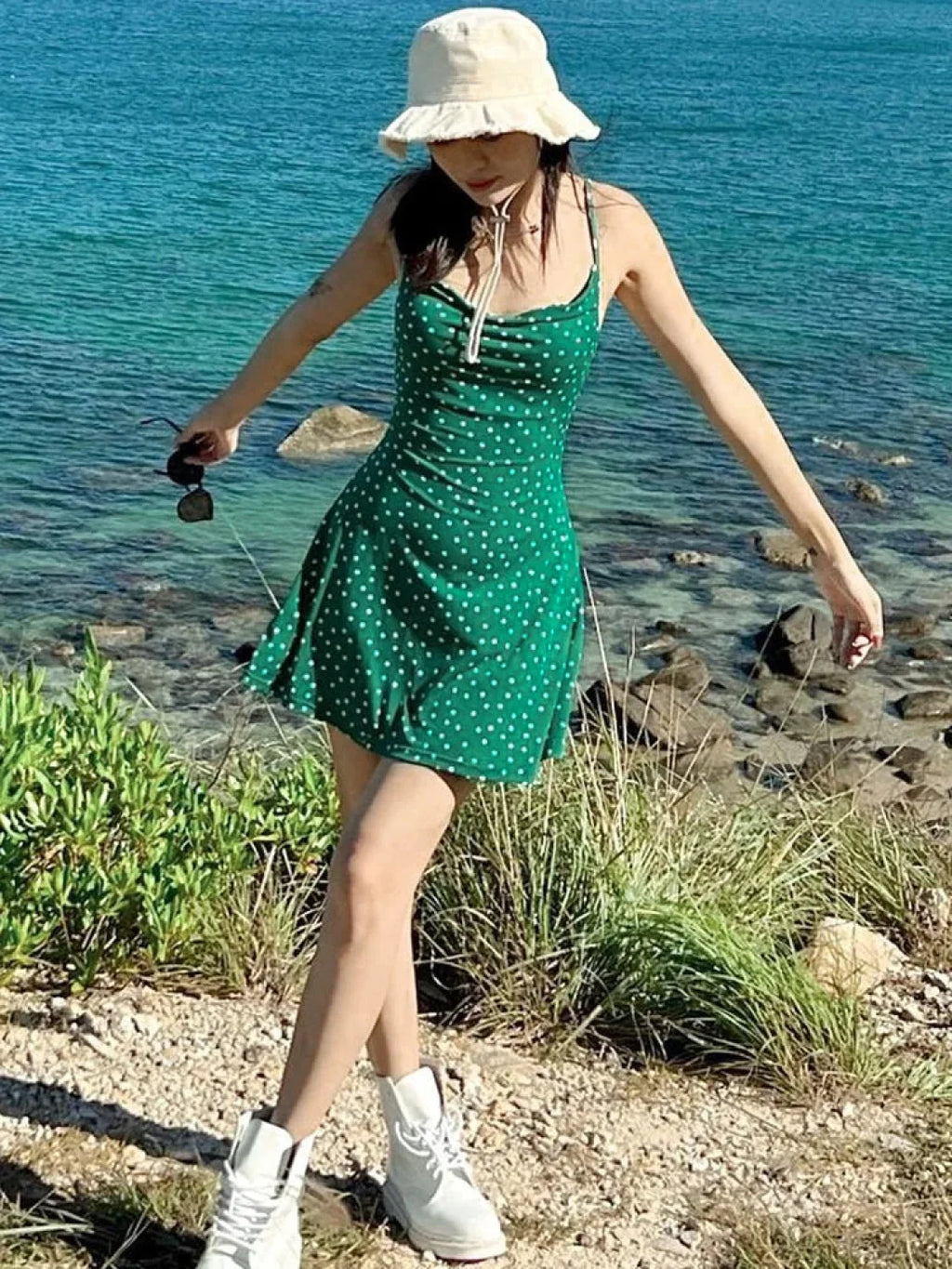 Polka Dot Spaghetti Strap Mini Dress image 3