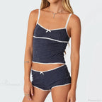 Polka Dot Vintage Crop Tops Micro Shorts Two Pieces Set image 5