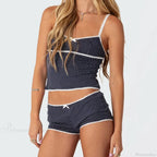 Polka Dot Vintage Crop Tops Micro Shorts Two Pieces Set image 2