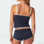 Polka Dot Vintage Crop Tops Micro Shorts Two Pieces Set image 4